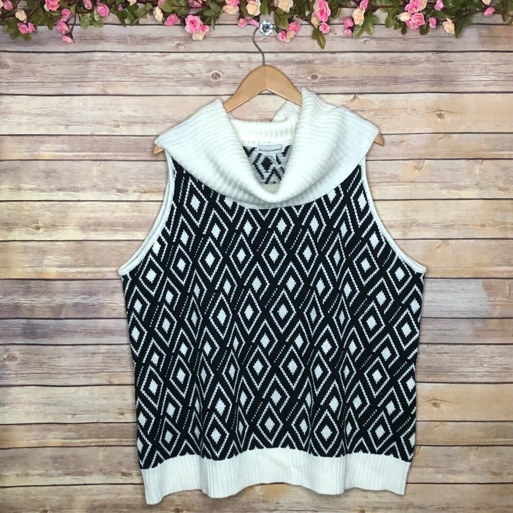 🌷5 for $25 Jessica London Diamond Print Sleeveless Sweater